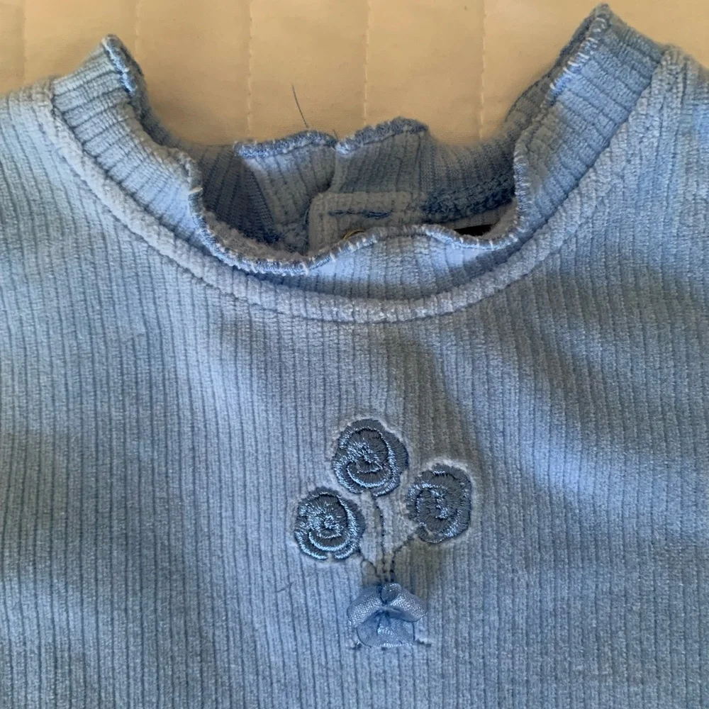 VTG Children's Place Set Girls Size 24M Blue Y2k Velour Top Pants Ribbed Ruffle - Picture 7 of 16